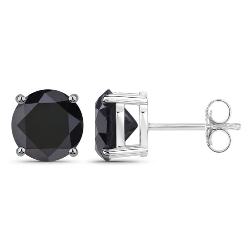 Bids.com 5.41 Carat Genuine Black Diamond 14K White Gold Earrings Earrings White Smoke