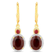 Bids.com 6.98 Carat Dyed Ruby and White Diamond .925 Sterling Silver Earrings Earrings White Smoke Default Title