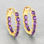 Bids.com 3.20 Carat Genuine Amethyst .925 Sterling Silver Earrings Earrings Gray
