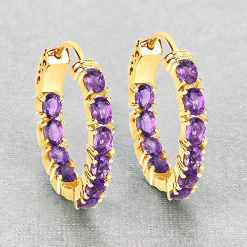 Bids.com 3.20 Carat Genuine Amethyst .925 Sterling Silver Earrings Earrings Gray
