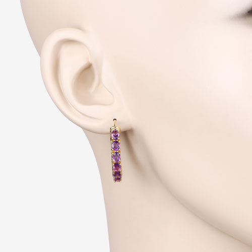 Bids.com 3.20 Carat Genuine Amethyst .925 Sterling Silver Earrings Earrings Antique White