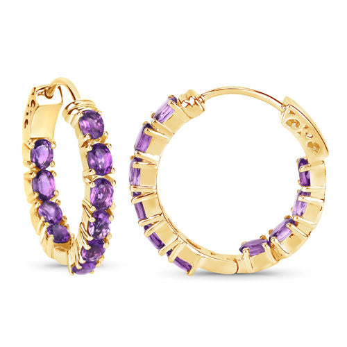 Bids.com 3.20 Carat Genuine Amethyst .925 Sterling Silver Earrings Earrings White Smoke