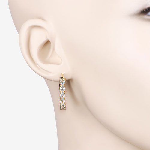 Bids.com 3.80 Carat Genuine Blue Topaz .925 Sterling Silver Earrings Earrings Antique White