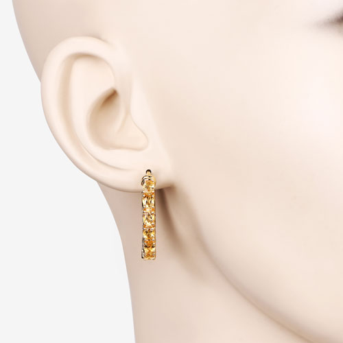 Bids.com 3.20 Carat Genuine Citrine .925 Sterling Silver Earrings Earrings Antique White