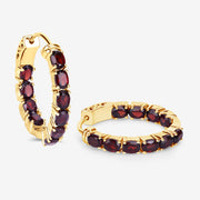 Bids.com 4.00 Carat Genuine Garnet .925 Sterling Silver Earrings Earrings White Smoke