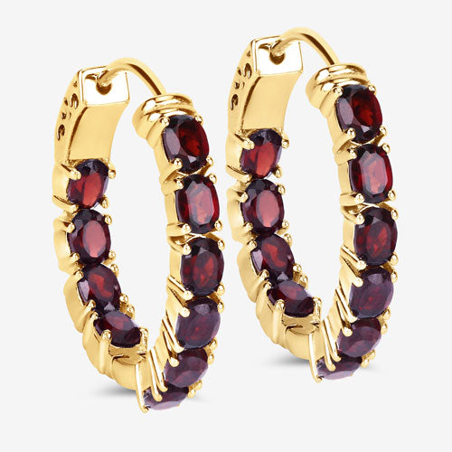 Bids.com 4.00 Carat Genuine Garnet .925 Sterling Silver Earrings Earrings White Smoke
