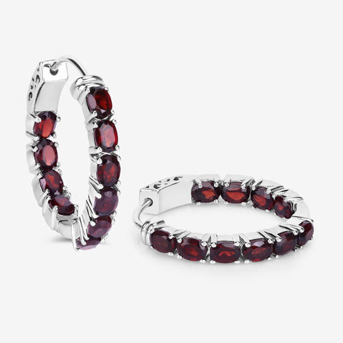 Bids.com 4.00 Carat Genuine Garnet .925 Sterling Silver Earrings Earrings White Smoke