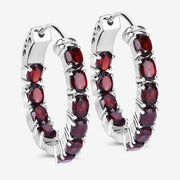 Bids.com 4.00 Carat Genuine Garnet .925 Sterling Silver Earrings Earrings White Smoke