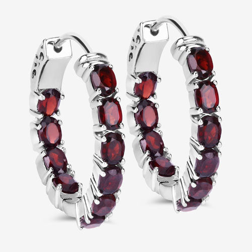 Bids.com 4.00 Carat Genuine Garnet .925 Sterling Silver Earrings Earrings White Smoke