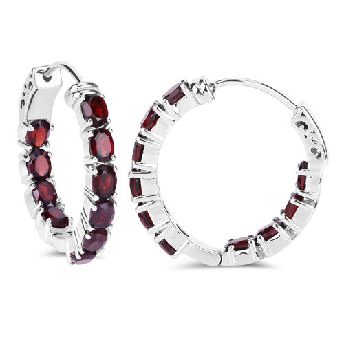 Bids.com 4.00 Carat Genuine Garnet .925 Sterling Silver Earrings Earrings White Smoke