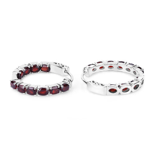 Bids.com 4.00 Carat Genuine Garnet .925 Sterling Silver Earrings Earrings White Smoke