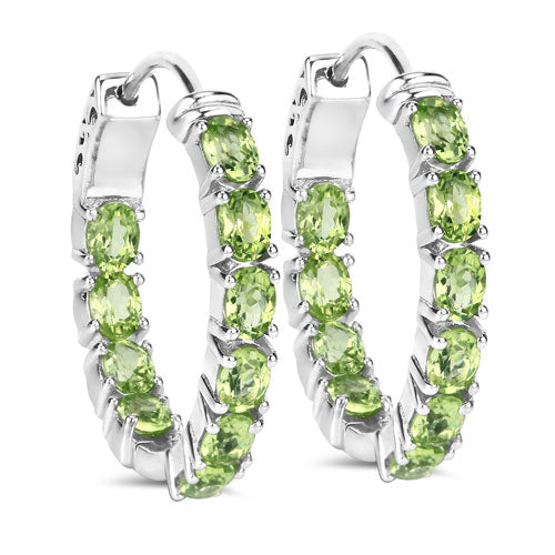 Bids.com 3.40 Carat Genuine Peridot .925 Sterling Silver Earrings Earrings White Smoke Default Title