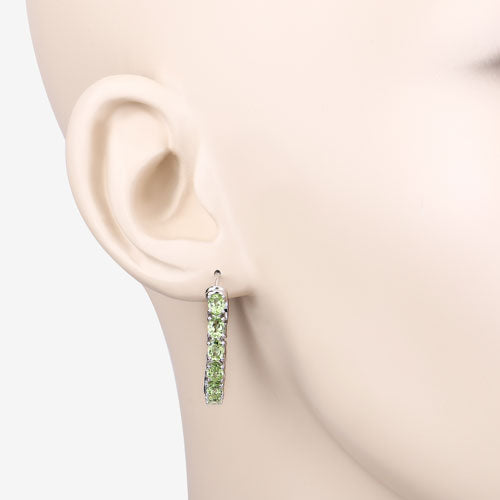 Bids.com 3.40 Carat Genuine Peridot .925 Sterling Silver Earrings Earrings Misty Rose