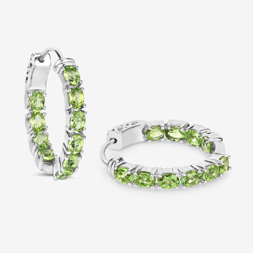 Bids.com 3.40 Carat Genuine Peridot .925 Sterling Silver Earrings Earrings White Smoke