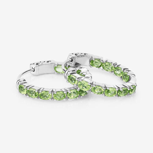 Bids.com 3.40 Carat Genuine Peridot .925 Sterling Silver Earrings Earrings White Smoke