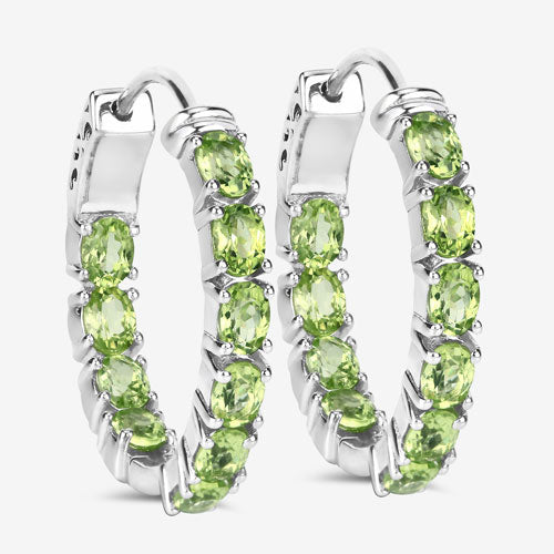 Bids.com 3.40 Carat Genuine Peridot .925 Sterling Silver Earrings Earrings White Smoke