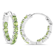 Bids.com 3.40 Carat Genuine Peridot .925 Sterling Silver Earrings Earrings White Smoke