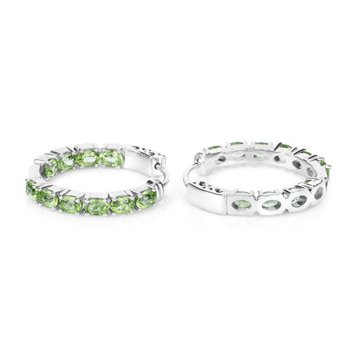 Bids.com 3.40 Carat Genuine Peridot .925 Sterling Silver Earrings Earrings White Smoke