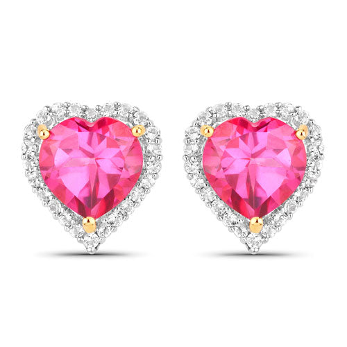 Bids.com 5.04 Carat Genuine Pink Topaz and White Topaz .925 Sterling Silver Earrings Earrings White Smoke Default Title