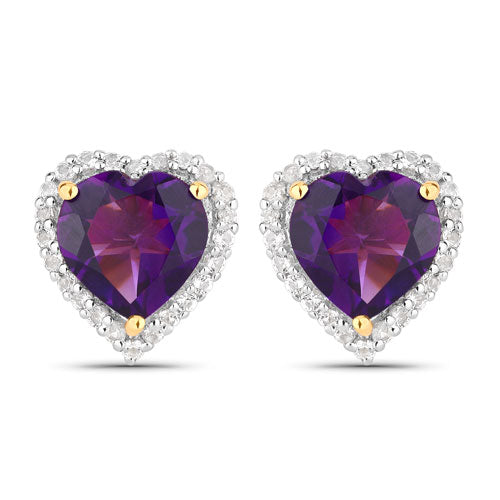 Bids.com 3.48 Carat Genuine Amethyst and White Topaz .925 Sterling Silver Earrings Earrings White Smoke Default Title