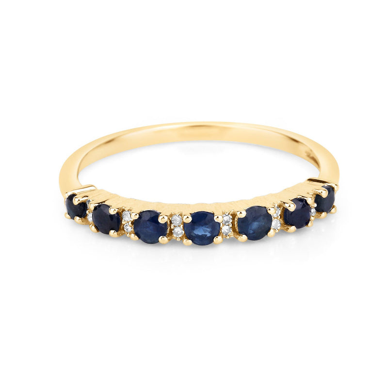 Bids.com 0.43 Carat Genuine Blue Sapphire and White Diamond 14K Yellow Gold Ring Rings White Smoke size 5.00,size 6.00,size 7.00,size 8.00,size 9.00