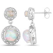 Bids.com 2.27 Carat Genuine Ethiopian Opal and White Diamond .925 Sterling Silver Earrings Earrings White Smoke