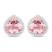 Bids.com 3.27 Carat Genuine Morganite and White Diamond 14K Rose Gold Earrings Earrings White Smoke Default Title