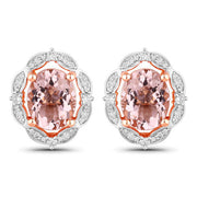 Bids.com 3.52 Carat Genuine Morganite and White Diamond 14K Rose Gold Earrings Earrings White Smoke Default Title