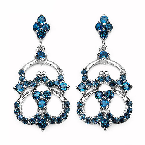 Bids.com 4.84 Carat Genuine London Blue Topaz .925 Sterling Silver Earrings Earrings White Smoke Default Title