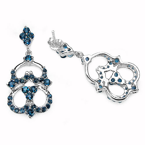 Bids.com 4.84 Carat Genuine London Blue Topaz .925 Sterling Silver Earrings Earrings White Smoke