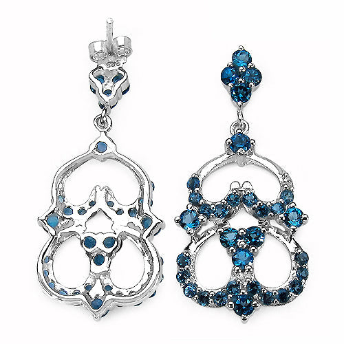 Bids.com 4.84 Carat Genuine London Blue Topaz .925 Sterling Silver Earrings Earrings White Smoke