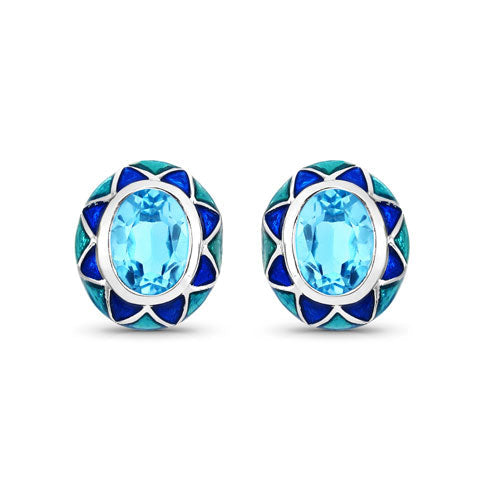 Bids.com 2.90 Carat Genuine Swiss Blue Topaz .925 Sterling Silver Earrings Earrings White Smoke Default Title