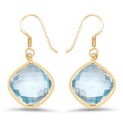 Bids.com 14K Yellow Gold Plated 29.00 Carat Genuine Blue Topaz .925 Sterling Silver Earrings Earrings White Smoke Default Title