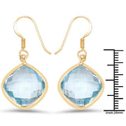 Bids.com 14K Yellow Gold Plated 29.00 Carat Genuine Blue Topaz .925 Sterling Silver Earrings Earrings White Smoke