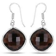Bids.com 22.80 Carat Genuine Smoky Quartz .925 Sterling Silver Earrings Earrings White Smoke Default Title