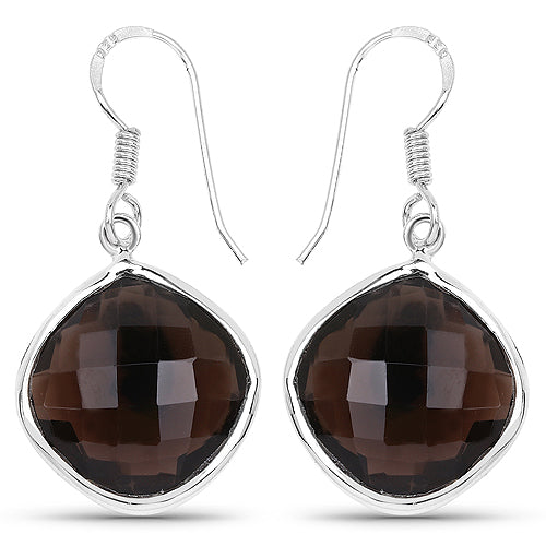 Bids.com 22.80 Carat Genuine Smoky Quartz .925 Sterling Silver Earrings Earrings White Smoke Default Title