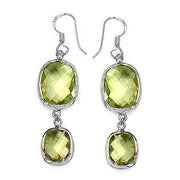 Bids.com 25.74 Carat Genuine Lemon Quartz .925 Sterling Silver Earrings Earrings White Smoke Default Title