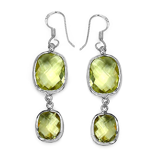 Bids.com 25.74 Carat Genuine Lemon Quartz .925 Sterling Silver Earrings Earrings White Smoke Default Title
