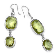 Bids.com 25.74 Carat Genuine Lemon Quartz .925 Sterling Silver Earrings Earrings White Smoke