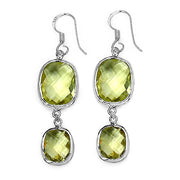 Bids.com 25.74 Carat Genuine Lemon Quartz .925 Sterling Silver Earrings Earrings White Smoke