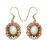 Bids.com 14K Yellow Gold Plated 4.94 Carat Genuine Multi Stones .925 Sterling Silver Earrings Earrings White Smoke Default Title