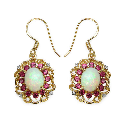 Bids.com 14K Yellow Gold Plated 4.94 Carat Genuine Multi Stones .925 Sterling Silver Earrings Earrings White Smoke Default Title