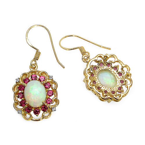Bids.com 14K Yellow Gold Plated 4.94 Carat Genuine Multi Stones .925 Sterling Silver Earrings Earrings White Smoke
