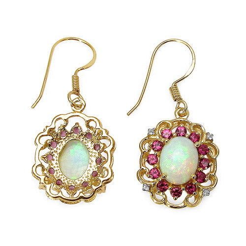 Bids.com 14K Yellow Gold Plated 4.94 Carat Genuine Multi Stones .925 Sterling Silver Earrings Earrings White Smoke