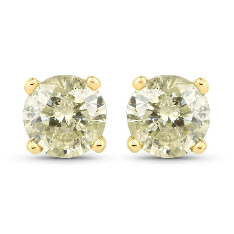 Bids.com 1.15 Carat Genuine LB Diamond 14K Yellow Gold Earrings Earrings White Smoke