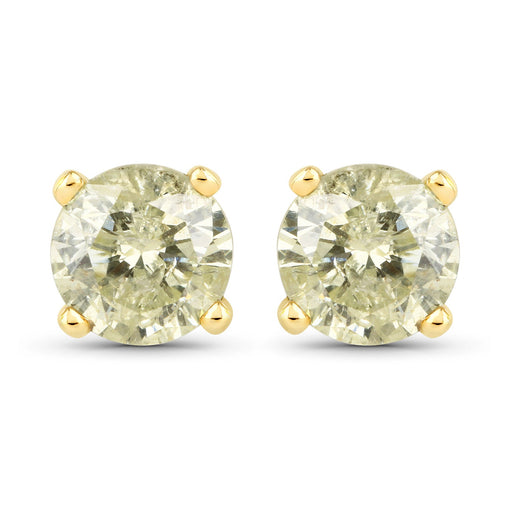 Bids.com 1.15 Carat Genuine LB Diamond 14K Yellow Gold Earrings Earrings White Smoke