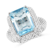 Bids.com 9.25 Carat Genuine Blue Topaz .925 Sterling Silver Ring Rings White Smoke size 6.00,size 7.00,size 8.00,size 9.00