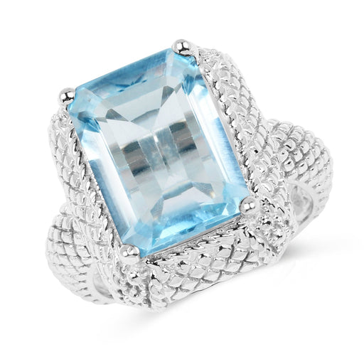 Bids.com 9.25 Carat Genuine Blue Topaz .925 Sterling Silver Ring Rings White Smoke size 6.00,size 7.00,size 8.00,size 9.00