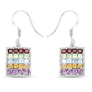 Bids.com 4.32 Carat Genuine Multi Stones .925 Sterling Silver Earrings Earrings White Smoke Default Title