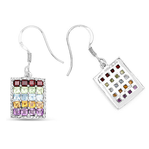 Bids.com 4.32 Carat Genuine Multi Stones .925 Sterling Silver Earrings Earrings White Smoke